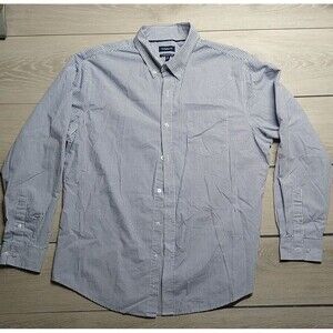 Croft & Barrow Tailored Button Down Dress Shirt 100% Cotton White/Blue  - Mens L